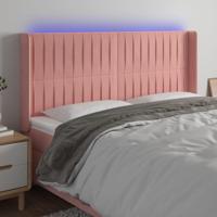 Hoofdbord LED 203x16x118/128 cm fluweel roze - thumbnail