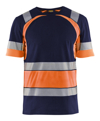 Blåkläder T-Shirt High-Vis 34211030 | Marineblauw/Oranje | Maat S - 7330509620076