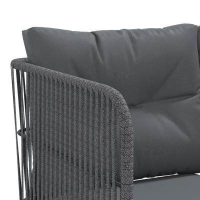 Loungeset met kussens staal en textileen zwart