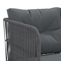 Loungeset met kussens staal en textileen zwart - thumbnail