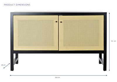 Dressoir DKD Home Decor Zwart Spar Natuurlijk Rotan (120 x 38 x 76 cm)