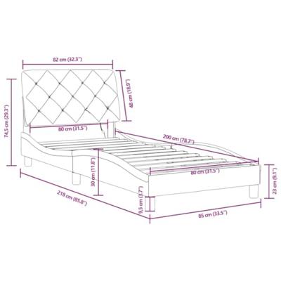 Bedframe met LED zonder matras fluweel blauw 80x200 cm