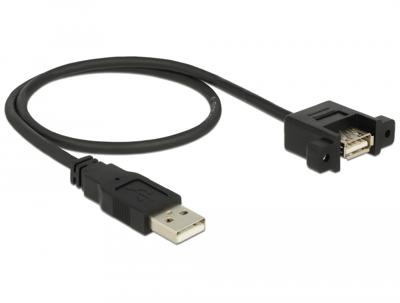 Delock USB 2.0 Aansluitkabel [1x USB-A 2.0 stekker - 1x USB 2.0 bus A] 0.50 m Zwart Vergulde steekcontacten