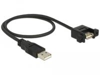Delock USB 2.0 Aansluitkabel [1x USB-A 2.0 stekker - 1x USB 2.0 bus A] 0.50 m Zwart Vergulde steekcontacten - thumbnail