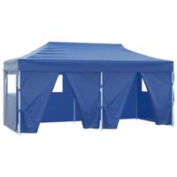 Partytent met 4 zijwanden inklapbaar 3x6 m staal blauw - thumbnail