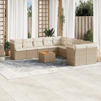 11-delige Tuinset met kussens poly rattan beige - thumbnail