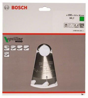 Bosch Accessoires Cirkelzaagblad Optiline Wood 190 x 30 x 2,0 mm, 16 1st - 2608641184 Bosch Accessoires Cirkelzaagblad Optiline Wood 190 x 30 x 2,0 mm, 16 1st - 2608641184