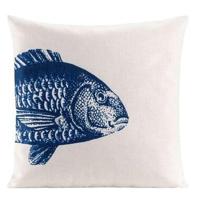 Sierkussen Fish - blauw - 45x45 cm - Leen Bakker - thumbnail