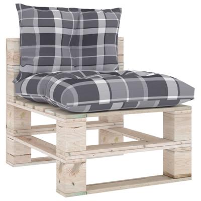 vidaXL Palletkussens 2 st ruitpatroon stof grijs vidaXL Palletkussens 2 st ruitpatroon stof grijs