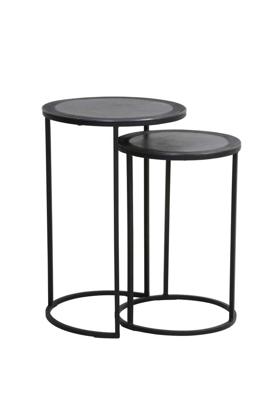 Light & Living Bijzettafel 'Talca' Set van 2 stuks, 35/40cm, kleur Antiek Lood