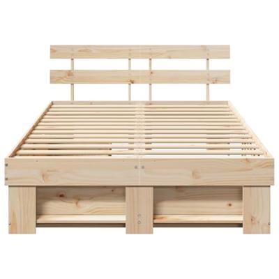 Bedframe met hoofdeinde Bruin 135 x 190 cm Massief grenenhout