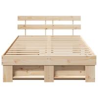 Bedframe met hoofdeinde Bruin 140 x 190 cm Massief grenenhout - thumbnail