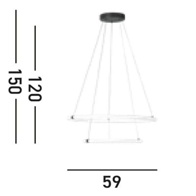 Searchlight HanglampRevolve vide 2-rings zwart - 40176-2BK