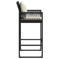 Tuinbarkrukken met kussens 2 st poly rattan zwart - thumbnail