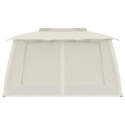 Prieel zijwanden van gaas en dubbel dak 3,93x2,93 m staal crme Prieel zijwanden van gaas en dubbel dak 3,93x2,93 m staal crme