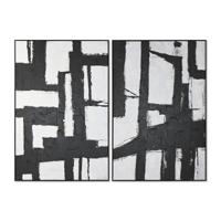 Schilderij Home ESPRIT Wit Zwart Abstract 123 x 4,3 x 183 cm (2 Stuks) - thumbnail