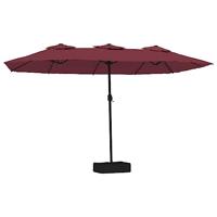 VidaXL Parasol dubbel dak met led 449x245 cm bordeauxrood - thumbnail