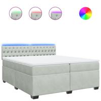 Boxspring met matras fluweel lichtgrijs 200x200 cm - thumbnail