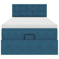 Ottoman bed met matras 90x190cm fluweel donkerblauw - thumbnail