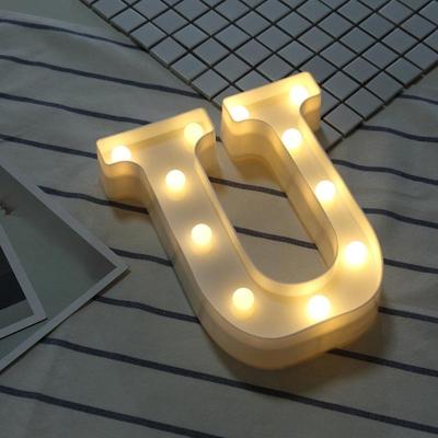 Alfabet U Engelse letter vorm decoratieve licht droge batterij aangedreven warm wit staande opknoping LED vakantie licht