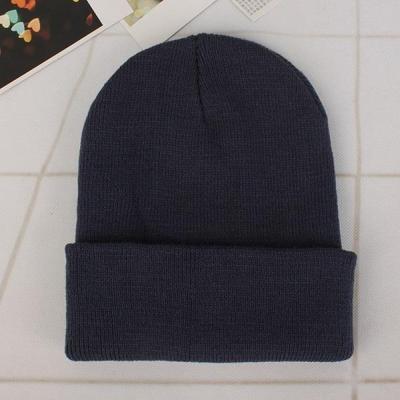 Eenvoudige effen kleur warme Pullover gebreide Cap voor mannen/vrouwen (donkergrijs)