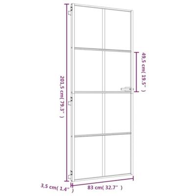 VidaXL Binnendeur smal 83x201,5 cm gehard glas en aluminium goudkleur VidaXL Binnendeur smal 83x201,5 cm gehard glas en aluminium goudkleur
