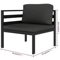 6-delige Loungeset met kussens aluminium antracietkleurig - thumbnail