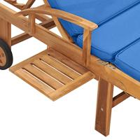 Ligbed met kussen massief teakhout blauw - thumbnail