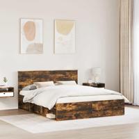 Bedframe Gerookt eiken 160 x 200 cm Massief grenenhout - thumbnail