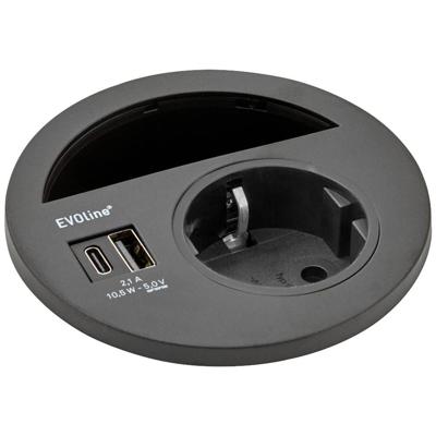 EVOline 1592 7300 7700 Bureaustekkerdoos Zwart Randaarde stekker EVOline 1592 7300 7700 Bureaustekkerdoos Zwart Randaarde stekker