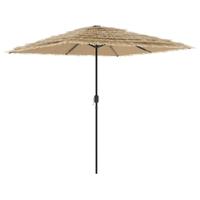 VidaXL Parasol met led's en stalen paal 248x248x248 cm bruin - thumbnail