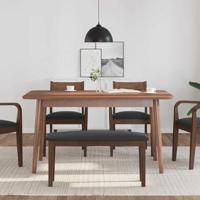 Bank 90 cm massief hout rubber bruin - thumbnail