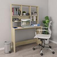 VidaXL Bureau met schappen 110x45x157cm bewerkt hout sonoma eikenkleur - thumbnail