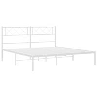 Bedframe met hoofdbord metaal wit 135x190 cm - thumbnail