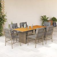 7-delige Tuinset met kussens poly rattan gemengd beige - thumbnail
