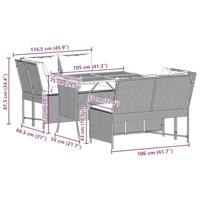 3-delige Loungeset met kussens poly rattan zwart - thumbnail