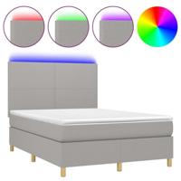 Boxspring met matras en LED stof lichtgrijs 140x190 cm - thumbnail
