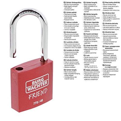 Burg Wächter 39431 Hangslot 40.00 mm Verschillend sluitend Rood Sleutelslot Burg Wächter 39431 Hangslot 40.00 mm Verschillend sluitend Rood Sleutelslot