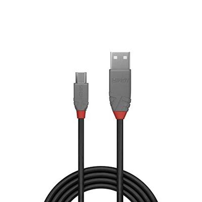 LINDY USB-kabel USB 2.0 USB-A stekker, USB-micro-B stekker 0.20 m Zwart, Grijs 36730