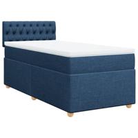 Boxspring met matras stof blauw 100x200 cm - thumbnail