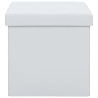 Opbergkrukken inklapbaar 2 st kunstleer wit