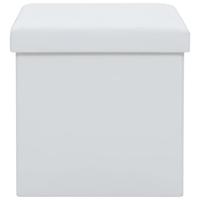 Opbergkrukken inklapbaar 2 st kunstleer wit - thumbnail