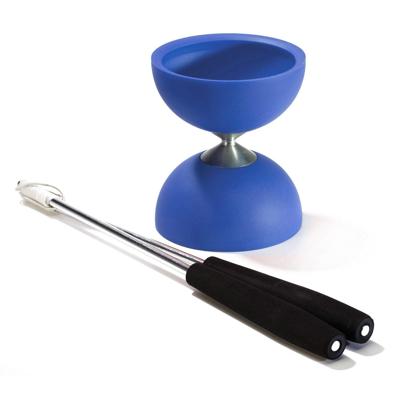 Eureka Rubber diabolo met aluminium stokken - donkerblauw