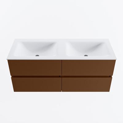 MONDIAZ VICA 120cm badmeubel onderkast Rust 4 lades. Wastafel CLOUD dubbel zonder kraangat, kleur Talc.