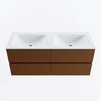 MONDIAZ VICA 120cm badmeubel onderkast Rust 4 lades. Wastafel CLOUD dubbel zonder kraangat, kleur Talc. - thumbnail