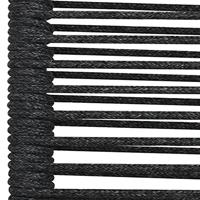 Tuinstoelen 4 st katoenen touw en staal zwart - thumbnail