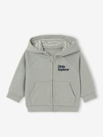 Sweater met rits en capuchon baby groengrijs - thumbnail