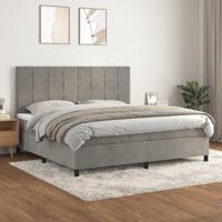 Boxspring met matras fluweel lichtgrijs 200x200 cm - thumbnail