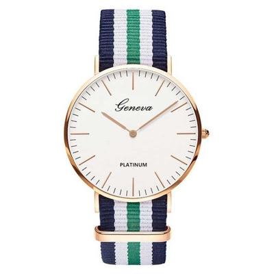 2 PC'S eenvoudige ultradunne grote Dial twee-pins kleur bijpassende nylon canvas riem quartz horloge (zwart)