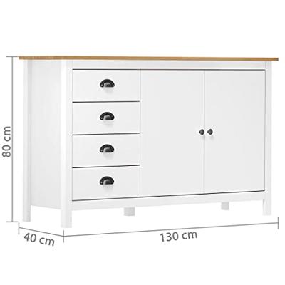 Dressoir Hill Range 130x40x80 cm massief grenenhout wit